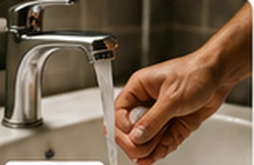 Close view of a residential faucet for a leaking-faucet guide