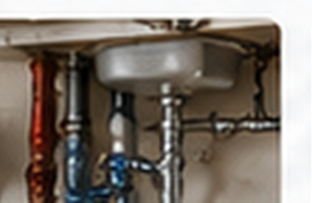 Exposed residential pipes in an under-sink cabinet for a frozen-pipe prevention and response guide