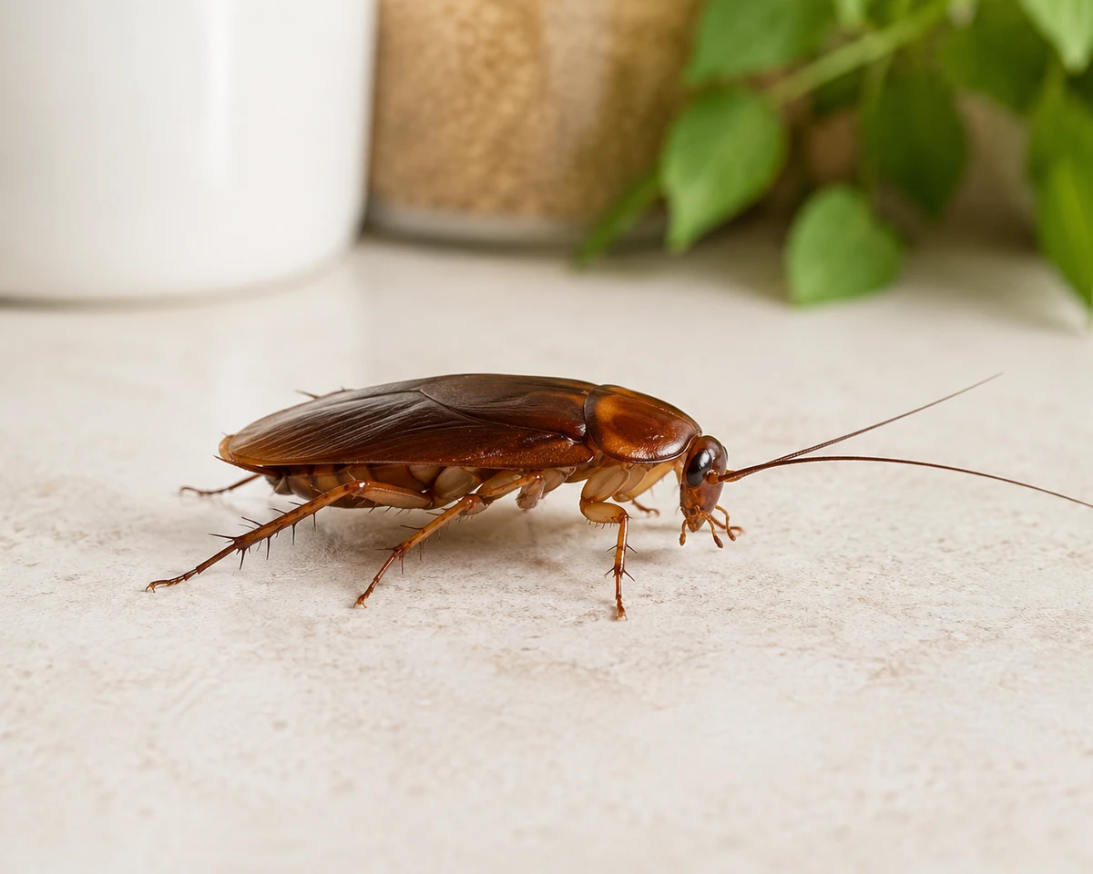 Close view of a cockroach for a residential cockroach-identification guide