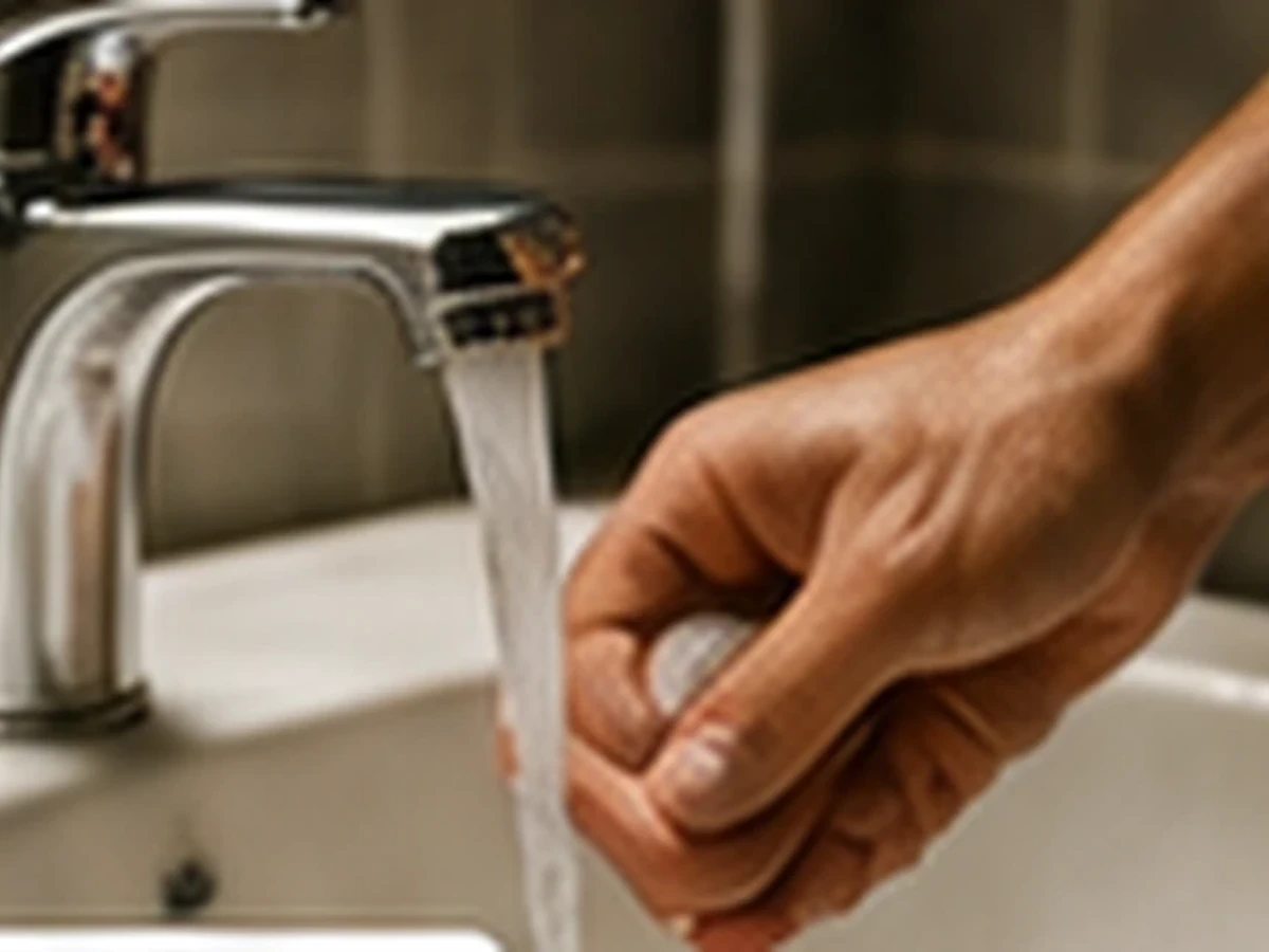 Residential faucet with reduced flow illustrating low water pressure