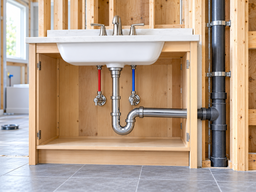 Bathroom Sink Rough-In Dimensions and Diagram: Drain, Water Lines and P-Trap